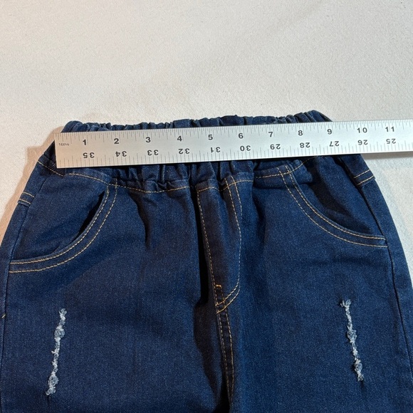 YWBY  Girls Stretch Blue Jeans with Cat Embroidery Accents Pull-on High Rise - Picture 7 of 13